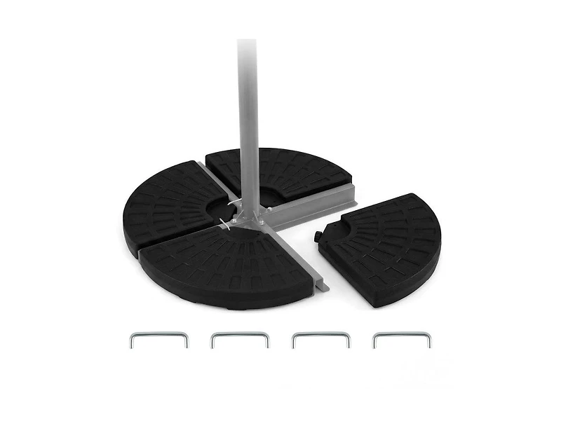 Lucky One 4 Piece Patio Umbrella Base 140 lbs Fillable with U Locking Pins Stand