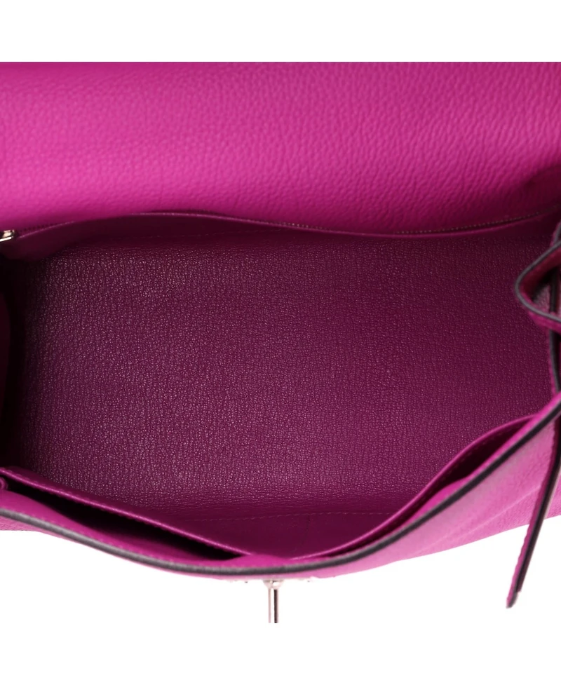 Pre-Owned HERMES Kelly 28 Handbag Pink Togo with Palladium Hardware