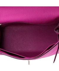 Pre-Owned HERMES Kelly 28 Handbag Pink Togo with Palladium Hardware