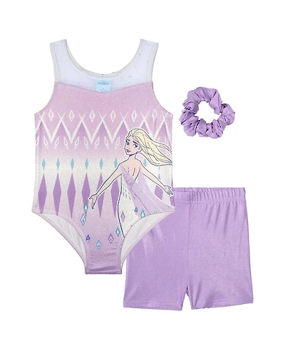 Frozen Queen Elsa Toddler 2T- 4T Girls' Gymnastics Leotard and Shorts Set