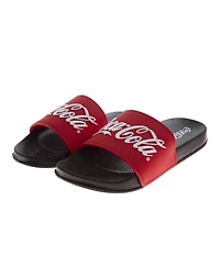 Coca-Cola Men's Classic Logo Casual Sandals Cozy Soft-Lined Indoor Footwear