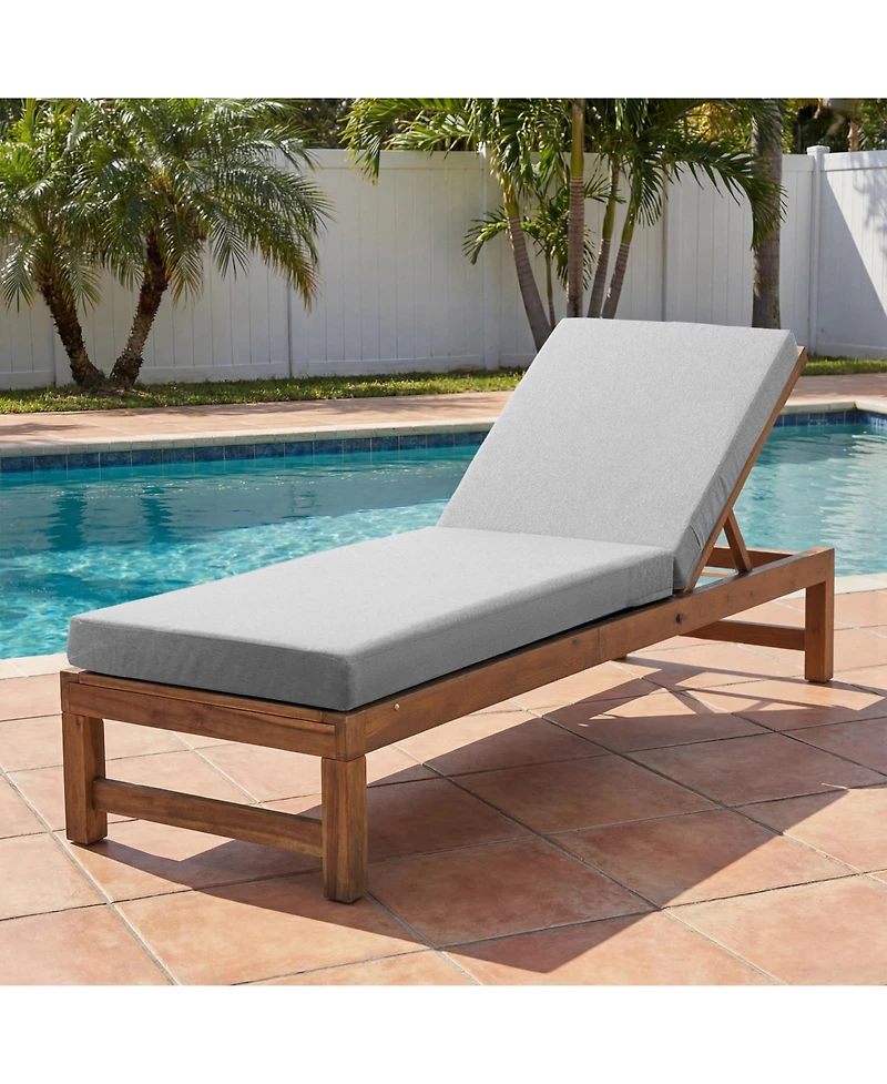 Pocassy Outdoor Chaise Lounge Cushion, Water-Resistant Patio Lounge Chair Cushion 1 Piece, Thick Lounger Pad with Straps