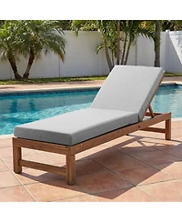 Pocassy Outdoor Chaise Lounge Cushion, Water-Resistant Patio Lounge Chair Cushion 1 Piece, Thick Lounger Pad with Straps