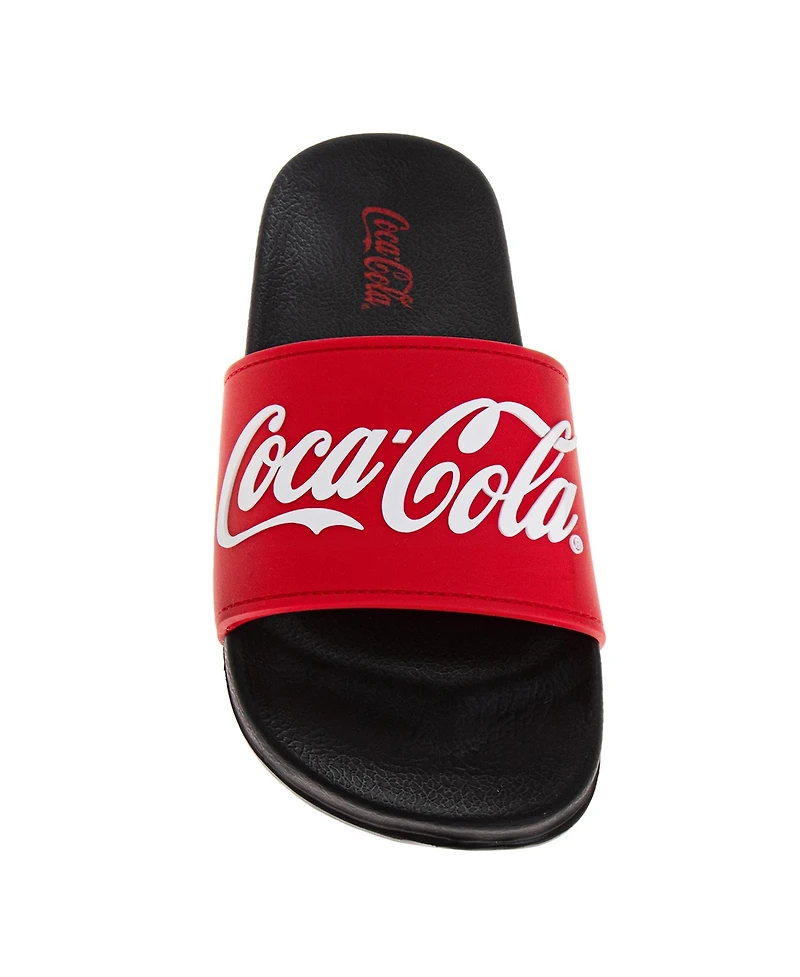 Coca-Cola Men's Classic Logo Casual Sandals Cozy Soft-Lined Indoor Footwear