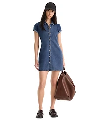 Good American Women's Collared Denim Polo Dress