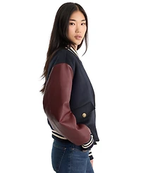 Good American Women's Team Varsity Ribbed Baseball Collar Jacket