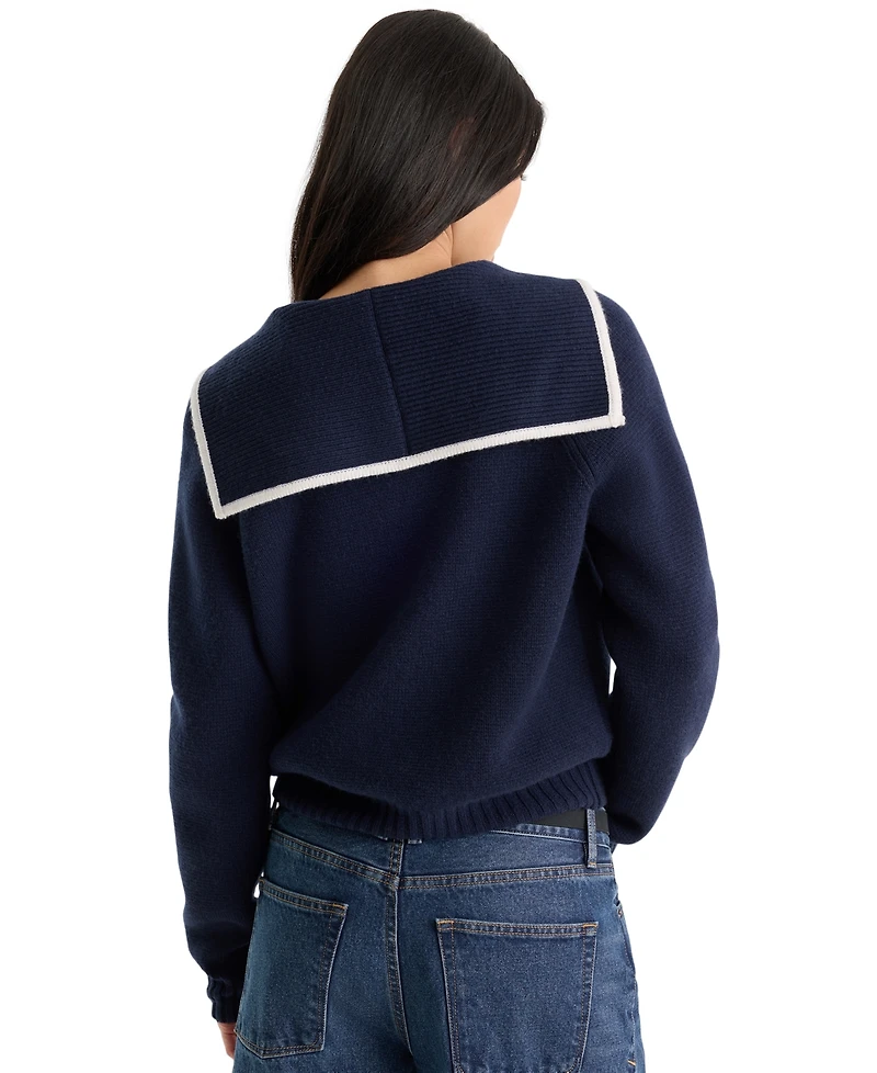 Good American Women's Knit Sailor Zip-Up Sweater