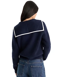Good American Women's Knit Sailor Zip-Up Sweater