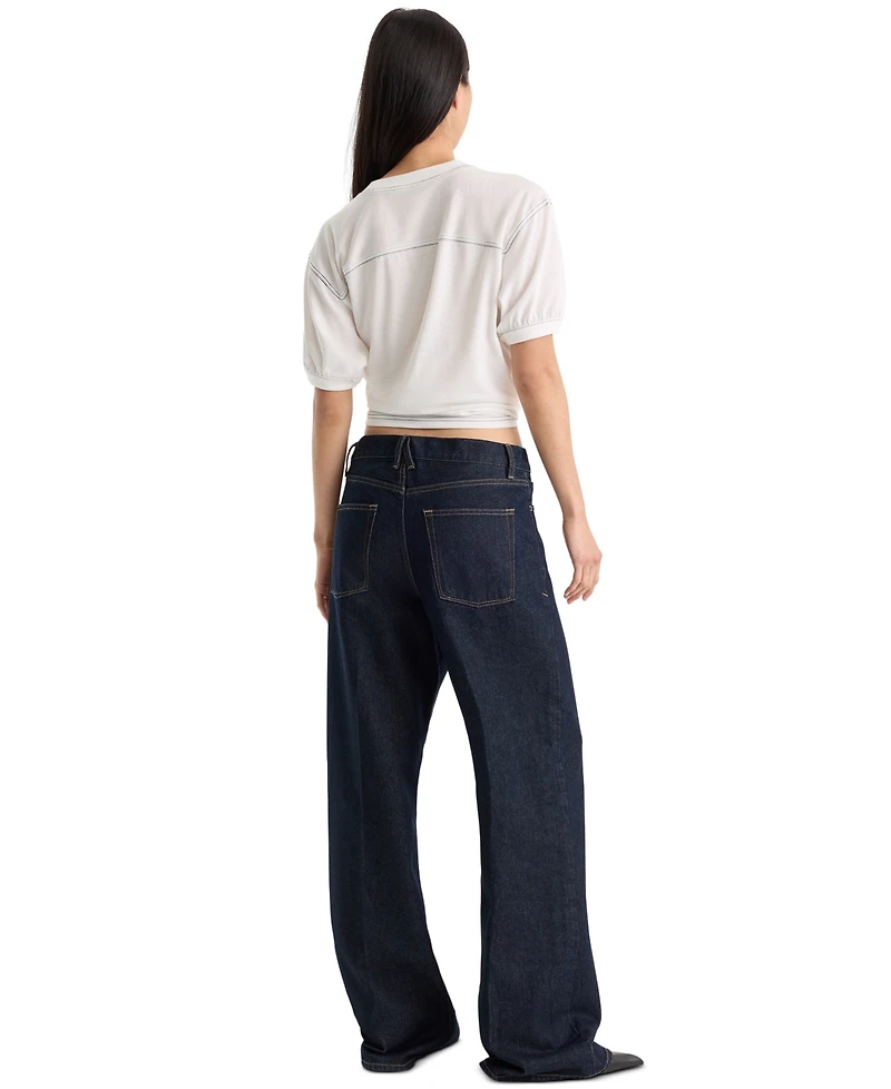 Good American Women's Vintage Low Slung Straight Baggy Jeans