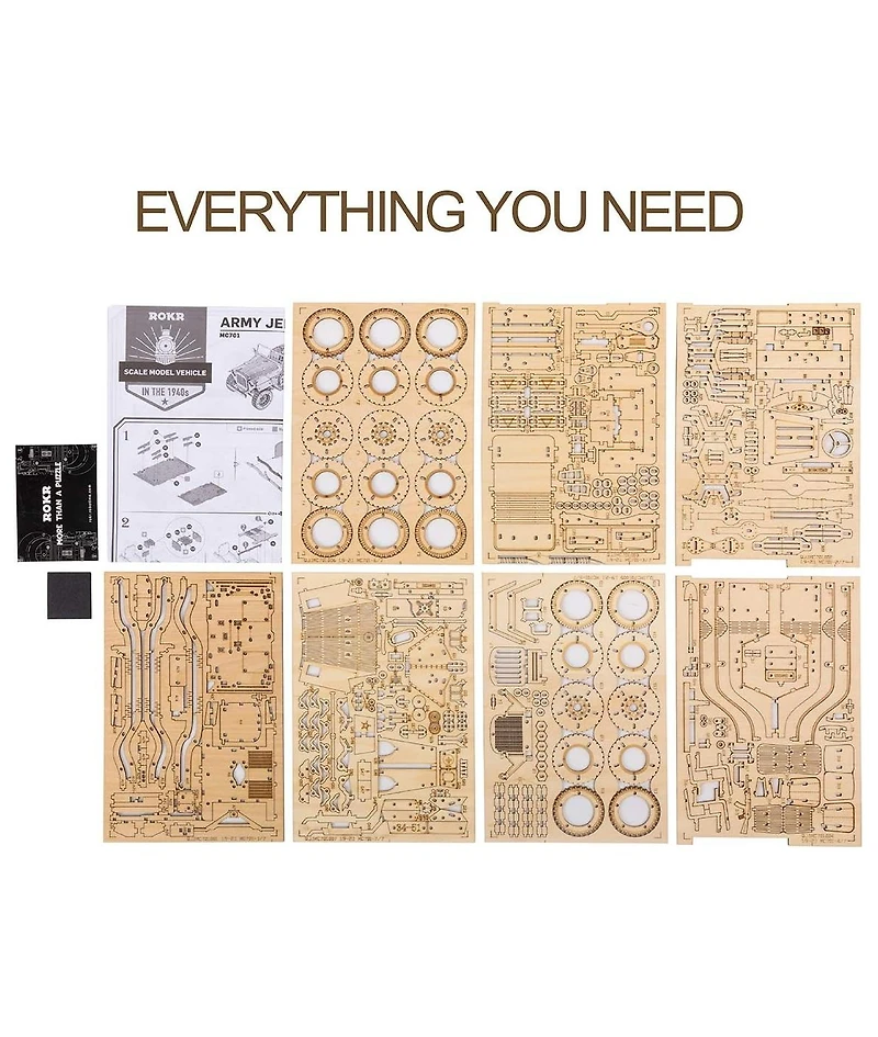Robotime 3D Wooden Puzzle for Adults-Mechanical Car Model Kits-Brain Teaser Puzzles-Vehicle Building Kits-Unique Gift for Kids on Birthday Day
