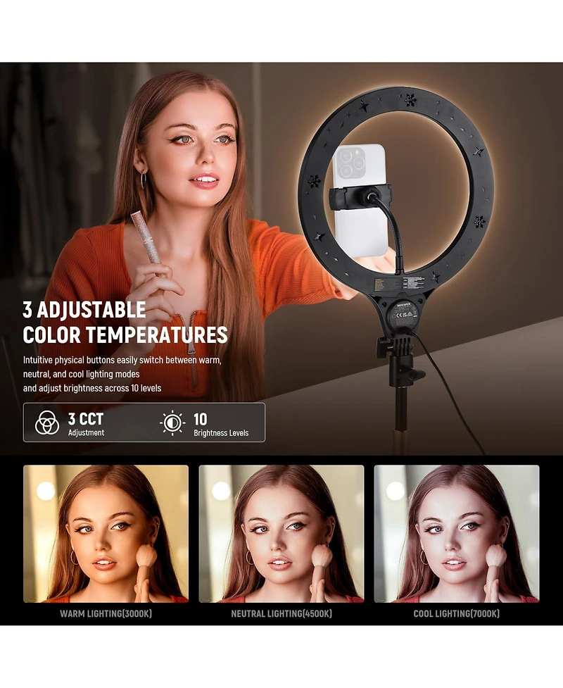 Neewer CRI85 Ring Light with 10W, CRI85 for select iPhone models