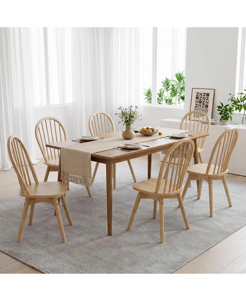 Slickblue Set of 2 Swivel Windsor Dining Chairs Solid Rubber Wood Construction