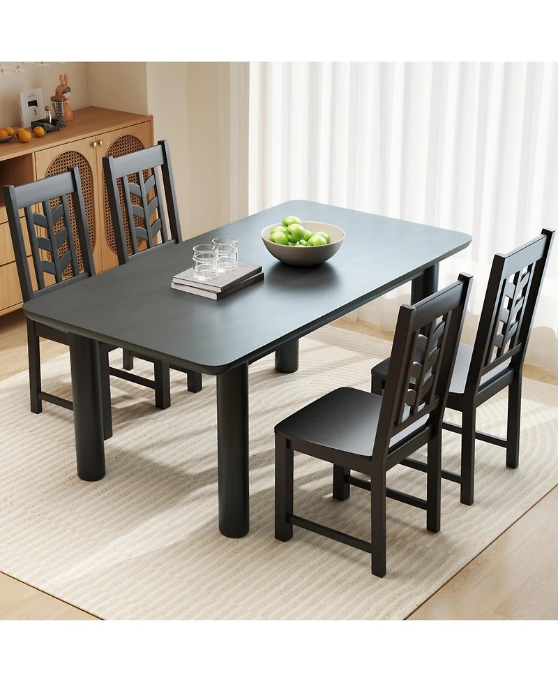 Slickblue Set of 2 Kitchen Dining Chairs Rubber Wood Frame Side