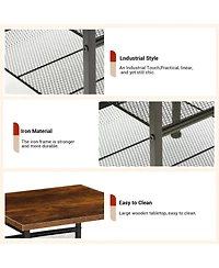 homfan 2-Piece 3-Tier Square End Table Set, Industrial Side Tables with Mesh Shelves and Metal Frame