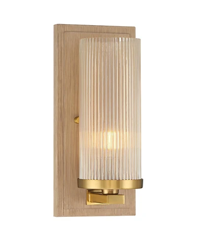 Stiffel Palais 12 1/2" High and Wood and Fluted Glass Wall Sconce