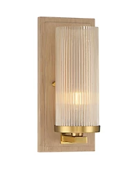 Stiffel Palais 12 1/2" High and Wood and Fluted Glass Wall Sconce