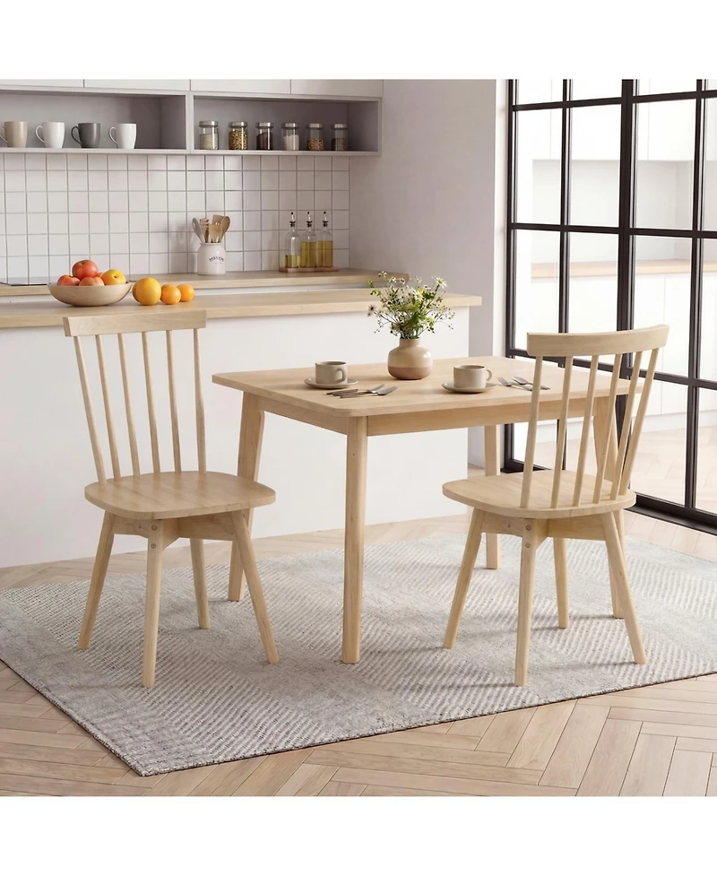 Slickblue Set of 2 Windsor Dining Chairs with Swivel Seat Rubber Wood Frame