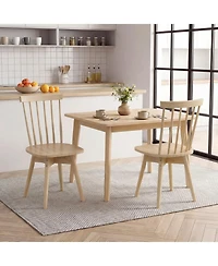 Slickblue Set of 2 Windsor Dining Chairs with Swivel Seat Rubber Wood Frame