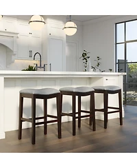 HomeRoots 31" Faux Leather and Solid Wood Backless Bar Height Bar Chair