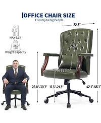homfan Ergonomic Executive Office Chair with Faux Leather, Wing Back Design, Adjustable Height and Swivel Function, Home Office Desk Chair