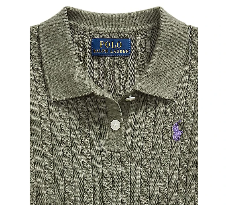 Polo Ralph Lauren Girls' 2T-6X Mini-Cable Short-Sleeve Sweater