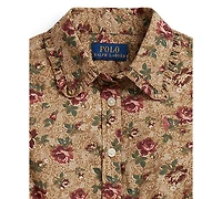 Polo Ralph Lauren Girls' 2T-6X Floral Cotton Poplin Long-Sleeve Shirt Dress
