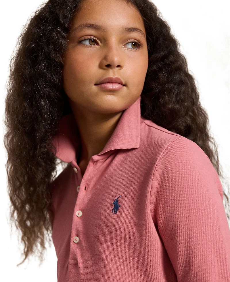 Polo Ralph Lauren Girls' 7-16 Stretch Mesh Long-Sleeve Dress