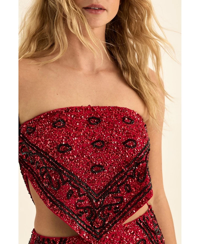 Nasty Gal Women's Hand Embellished Hanky Hem Top