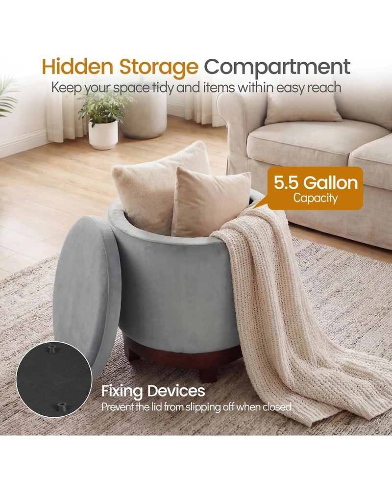 Slickblue Living Room Ottoman Foot Rest with 360degree(s) Swivel and Storage Compartment