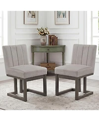 Slickblue Set of 2 Farmhouse Fabric Dining Chairs with Thick Cushioned Seat