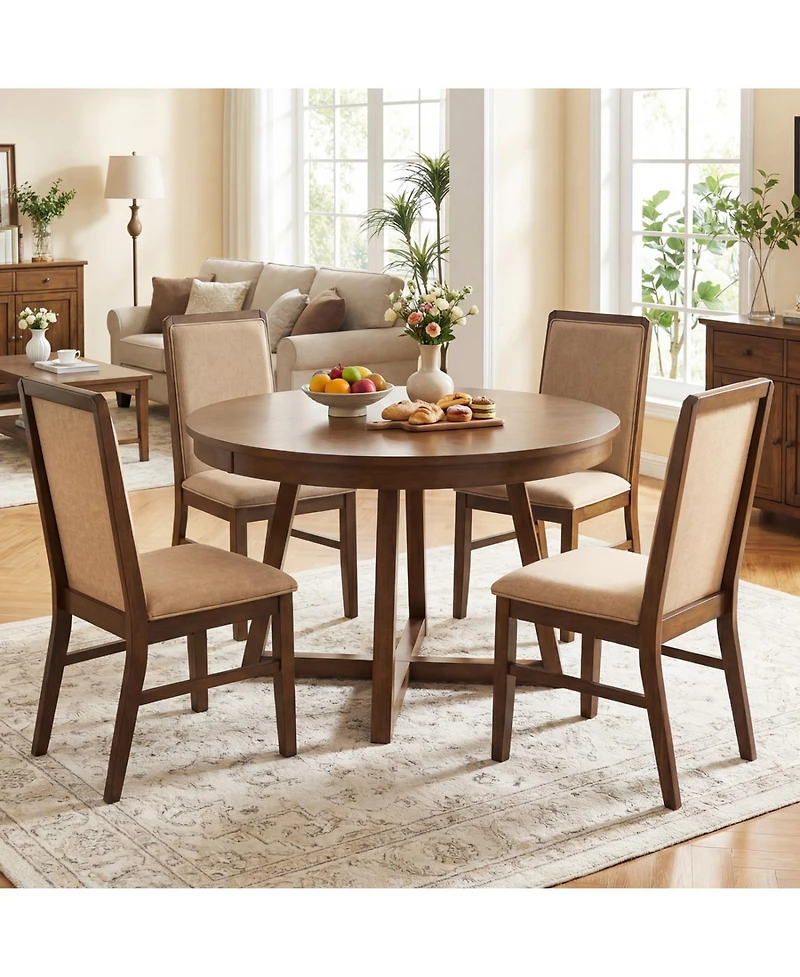 Slickblue Upholstered Dining Chairs Set of 2 with Rubber Wood Legs
