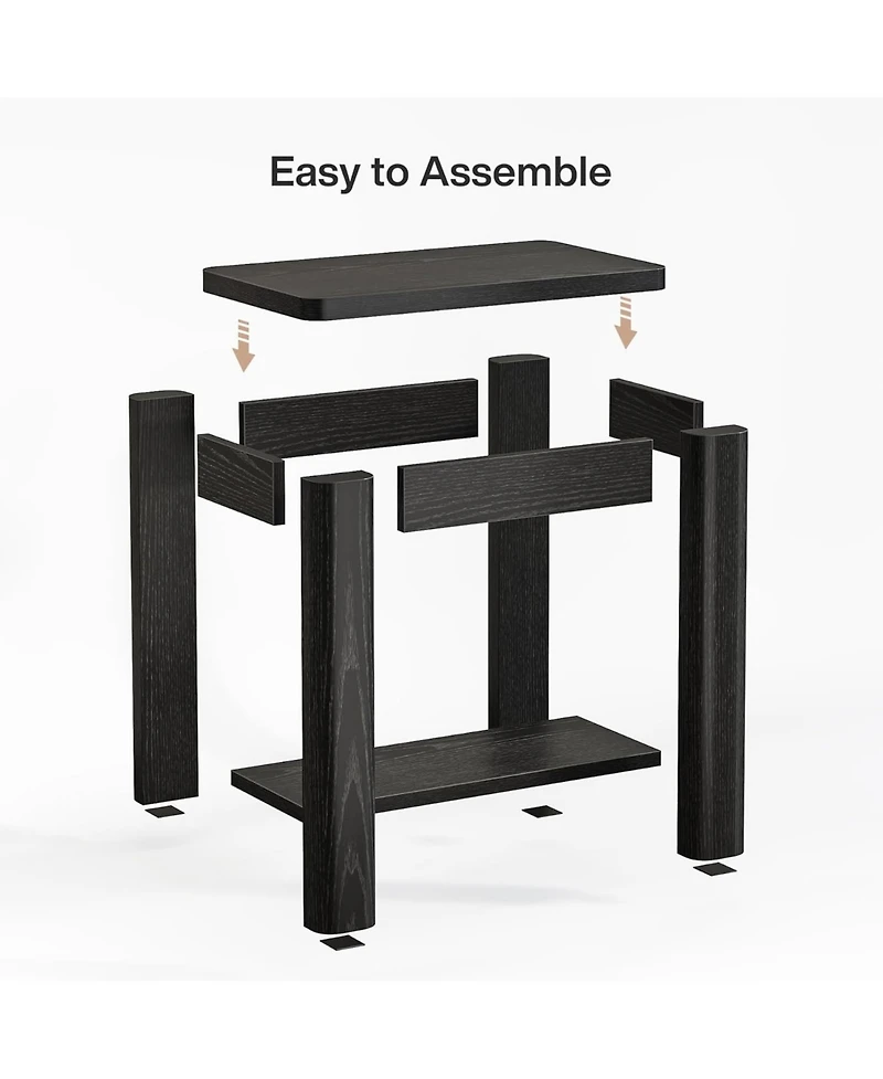 Tribesigns End Table for Living Room, Farmhouse Wooden Side with Storage Shelf