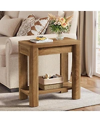 Tribesigns End Table for Living Room, Farmhouse Wooden Side Table with Storage Shelf