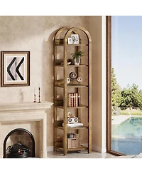 Tribesigns 6-Tier Narrow Bookshelf, 71" Tall Arched Bookcase with Shelves for Small Space