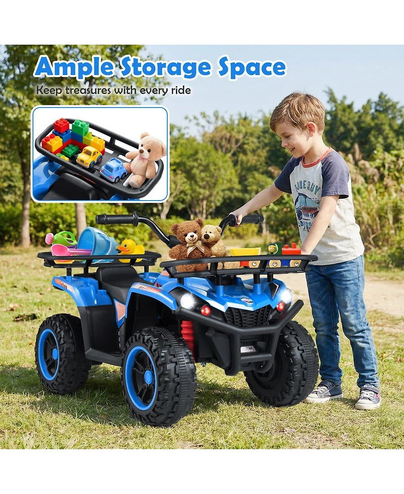 Gymax Electric Atv for Kids 24V 4-Wheeler Ride on Toy with Slow Start Songs Stories Tunes