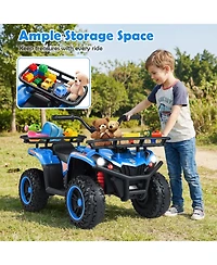Gymax Electric Atv for Kids 24V 4-Wheeler Ride on Toy with Slow Start Songs Stories Tunes