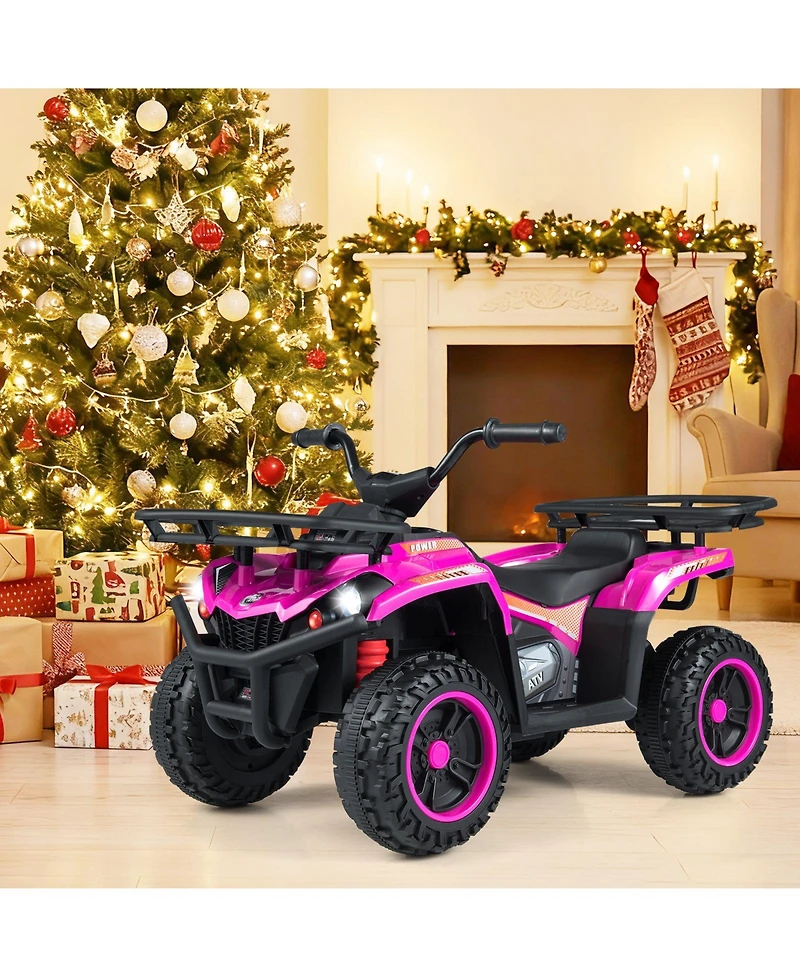 Gymax Electric Atv for Kids 24V 4-Wheeler Ride on Toy with Slow Start Songs Stories Tunes