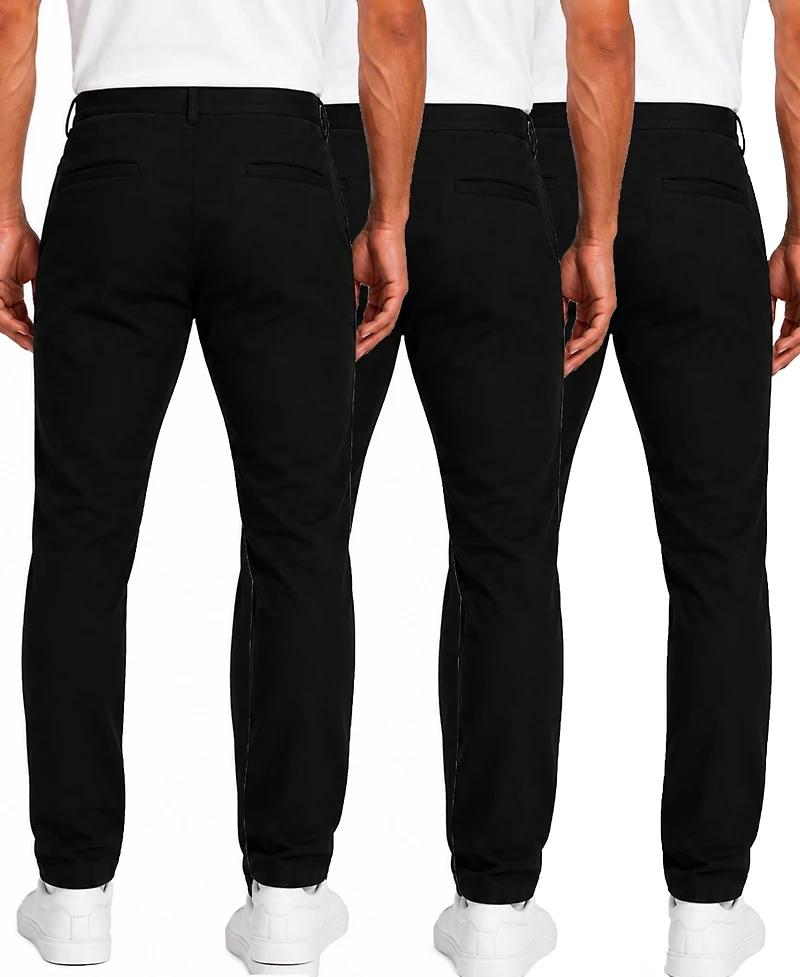 Blu Rock Men's Super Stretch Slim-Fit Chino Pants, 3-Pack