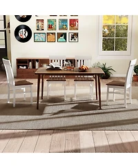 Slickblue Set of 2 Kitchen Armless Dining Chairs Slatted High Back Design