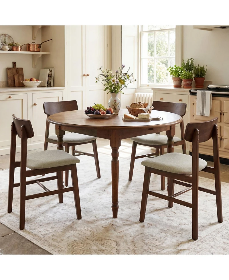 Slickblue Solid Rubber Wood Dining Chairs Set of 4 with Curved Backrest-Walnut