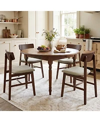 Slickblue Solid Rubber Wood Dining Chairs Set of 4 with Curved Backrest-Walnut
