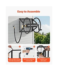 Vevor Wall Mounted Garden Hose Ree Manual Hose Winder Brass Fitting