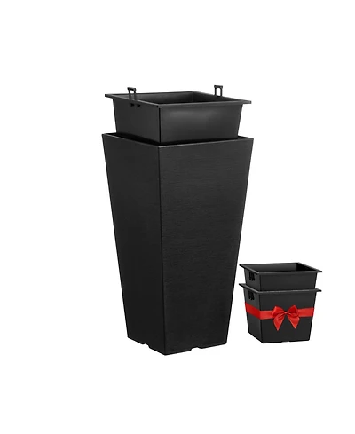 Vevor Tall Planter Set of 2 Square Tapered Planters for Outdoor Indoor