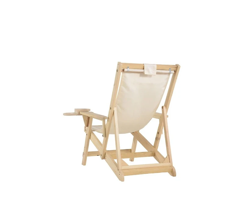 Jiallo Canvas Sling Chair With Cup And Wine Holder (Set Of 2)