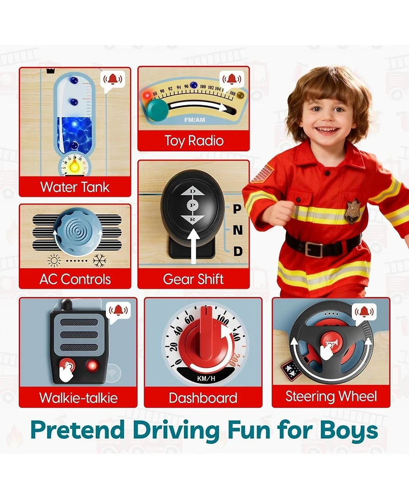Top Bright Busy Board Toys with Led Light Sensory Toys with Sounds and Switches, Activity Board Car Driving Toy for Toddler