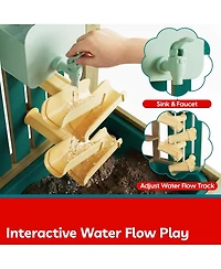 Top Bright 4 In 1 Mud Kitchen Pretend Play Toy For Kids Wooden Outdoor Playhouse Water Sand Play, Cooking Gardening Playset With Accessories Table Set