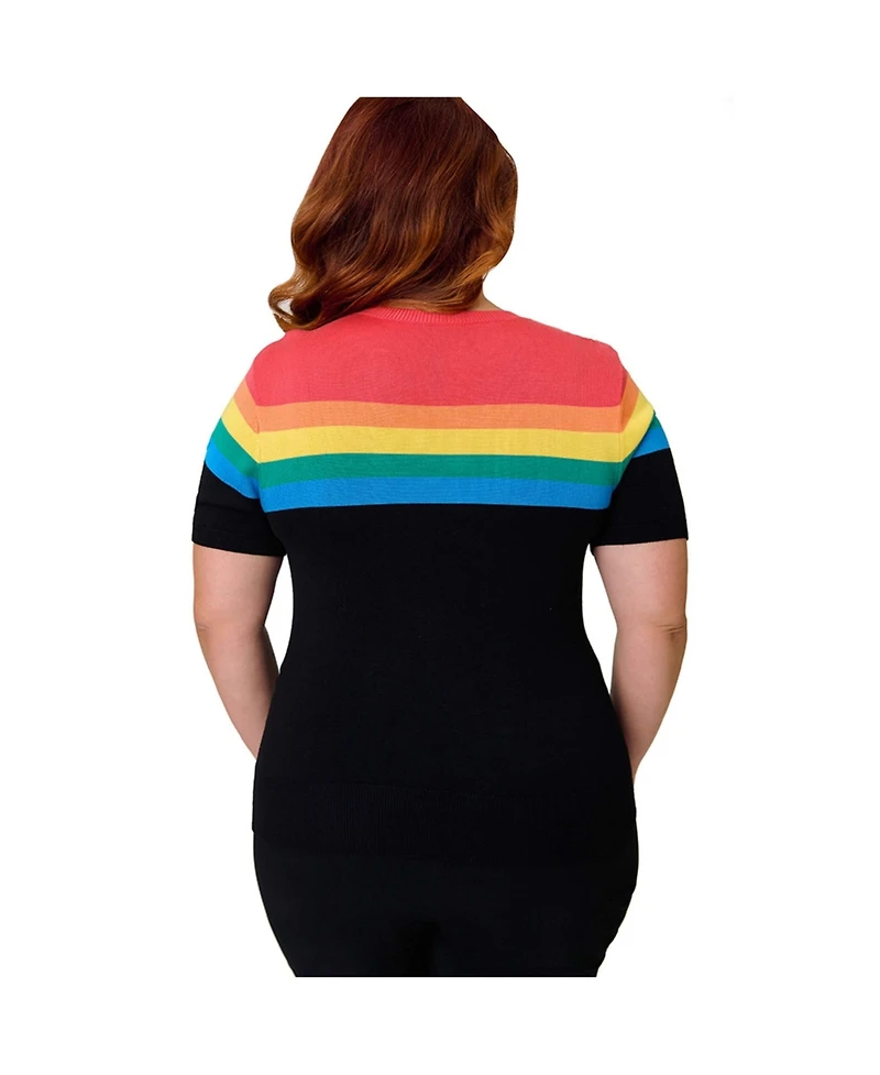 Plus Size Patterned Short Sleeve Sweater