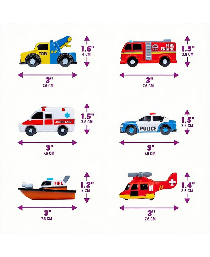 Gnuadz 6 Pack Emergency Cars Light Up Bath Toys Water-Activated Flashing Color Changing Sensory Squeezable