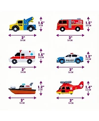 Gnuadz 6 Pack Emergency Cars Light Up Bath Toys Water-Activated Flashing Color Changing Sensory Squeezable