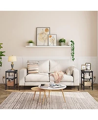 Slickblue Side Table with 3 Shelves and Built-In Charging Station for Bedroom